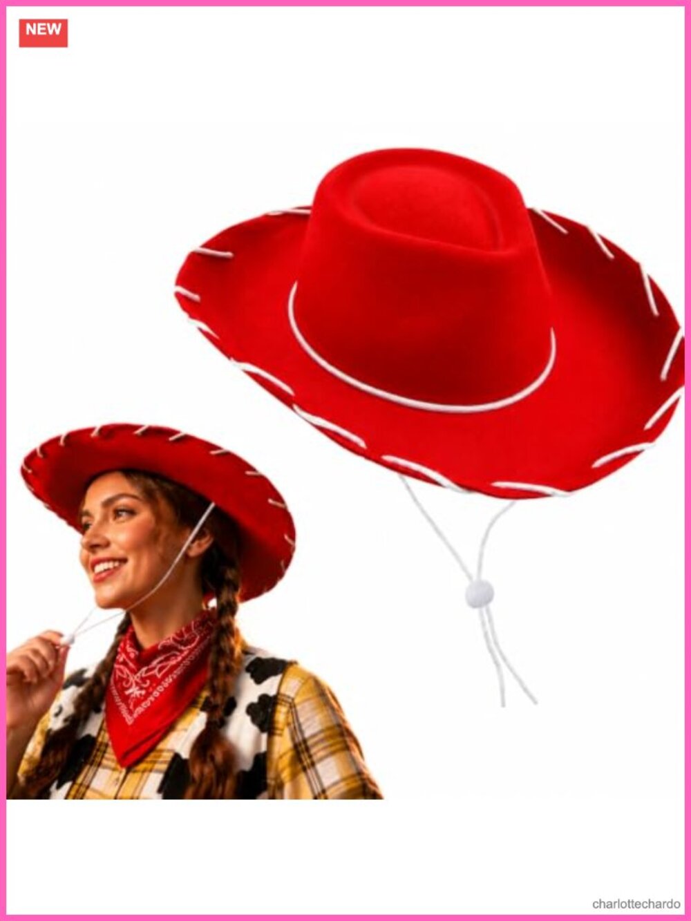 Felt Western Cowgirl Hat with Chin Strap for Costume Party
